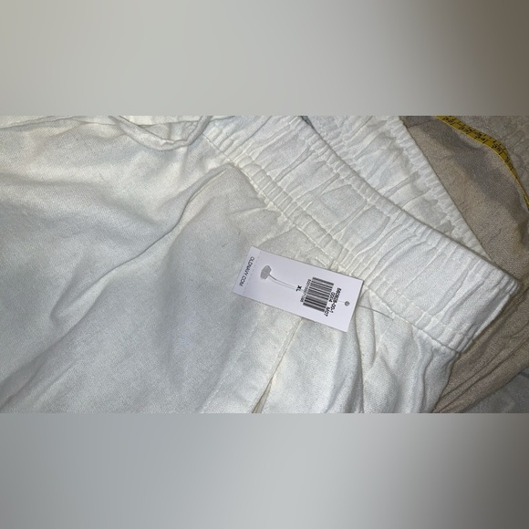 Old navy lot of 2 pairs linen pull on pants tan and white nwt size XL Wide leg - Picture 7 of 9